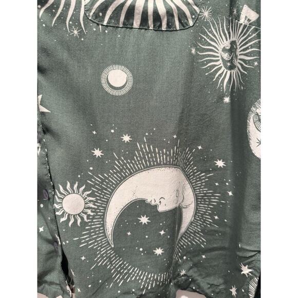 ASOS Design Size US8 Celestial Button Front Top Green White Festival Boho - Picture 6 of 10